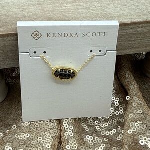 Kendra Scott Gold Necklace with Gunmetal Dark Stone